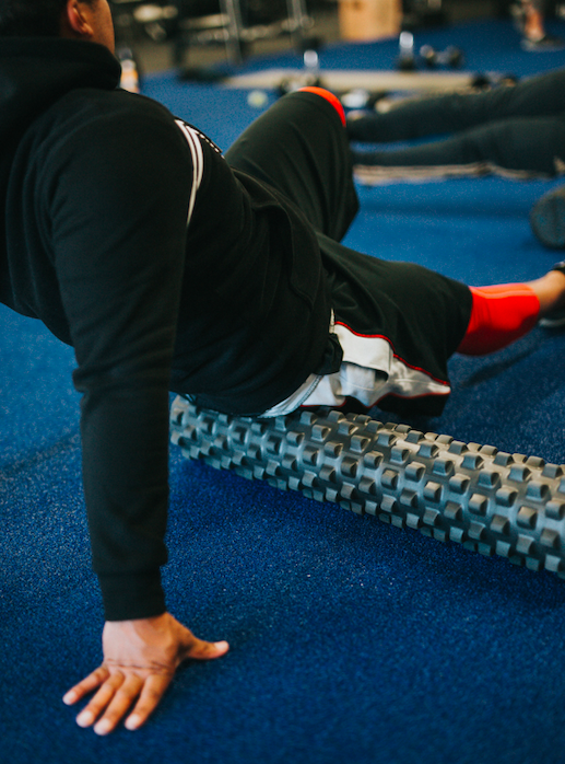 Woman with foam rollers