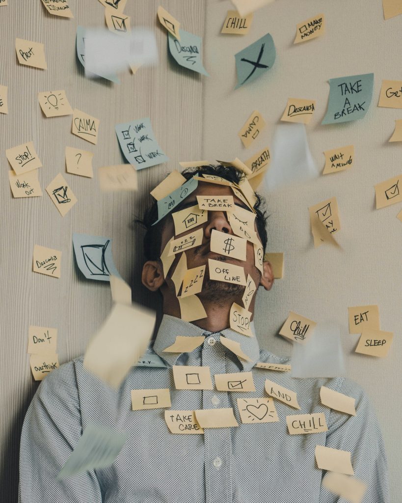 man with post-it notes