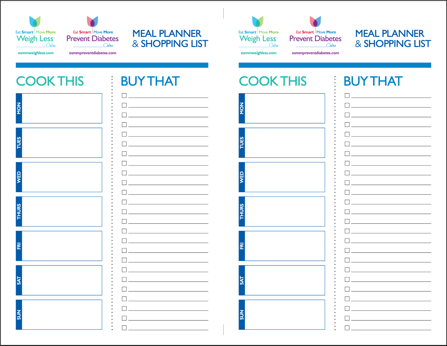 Cook This Buy That Meal Planner – Eat Smart, Move More, Prevent Diabetes