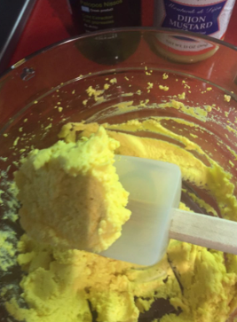 Picture showing texture of deviled egg filling