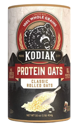 Container of Kodiak Protein oats.